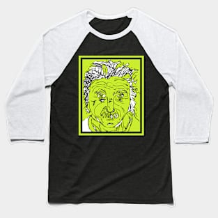 Albert Einstein Pop Art: Green Border Baseball T-Shirt